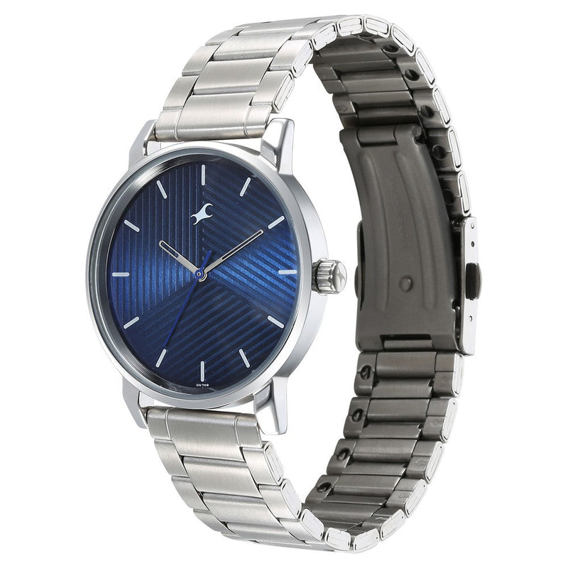 Fastrack Stunners Blue Dial Metal Strap Watch for Guys