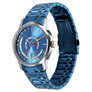 Fastrack Exuberant Quartz Analog with Day and Date Blue Dial Metal Strap Watch for Guys