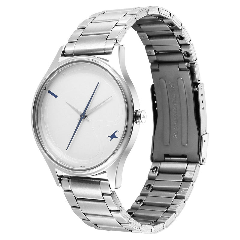 Fastrack Stunners Quartz Analog Silver Dial Metal Strap Watch for Guys