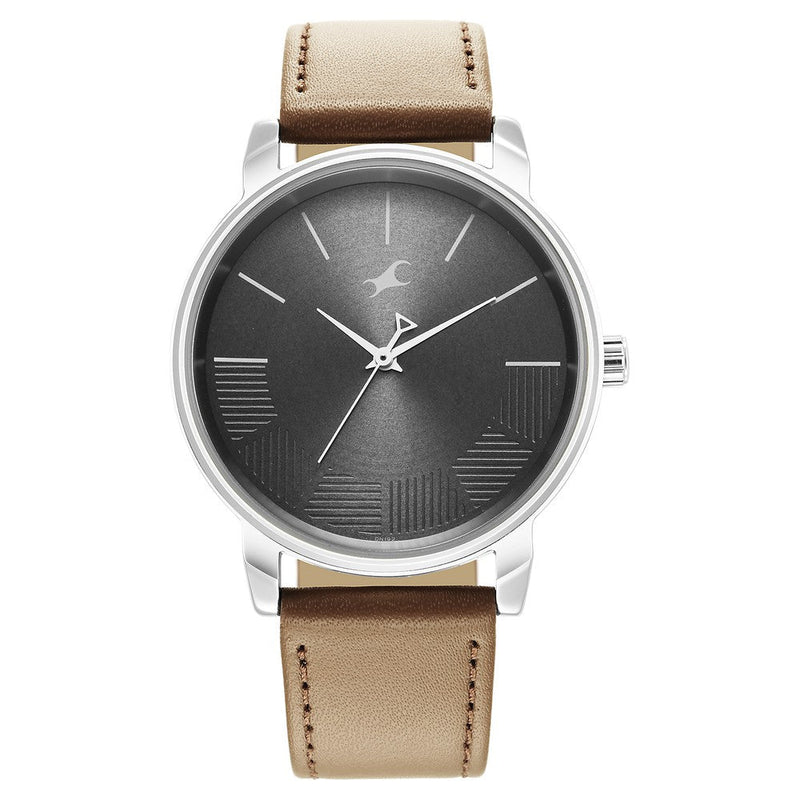 Fastrack Stunners Quartz Analog Grey Dial Leather Strap Watch for Guys