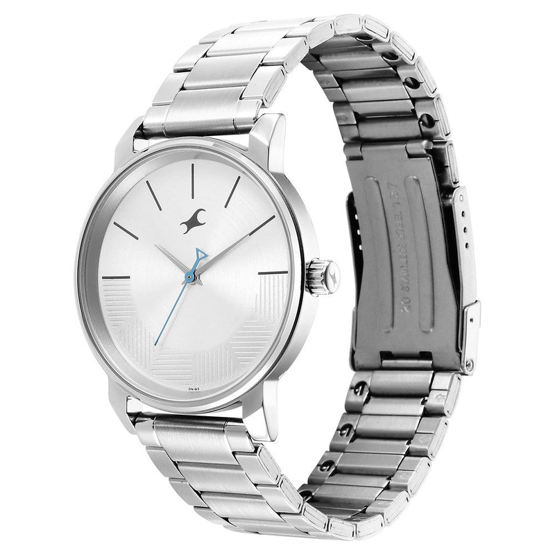 Fastrack Stunners Quartz Analog Silver Dial Metal Strap Watch for Guys