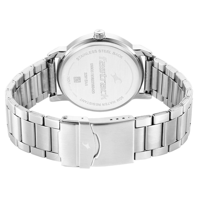 Fastrack Stunners Quartz Analog Silver Dial Metal Strap Watch for Guys