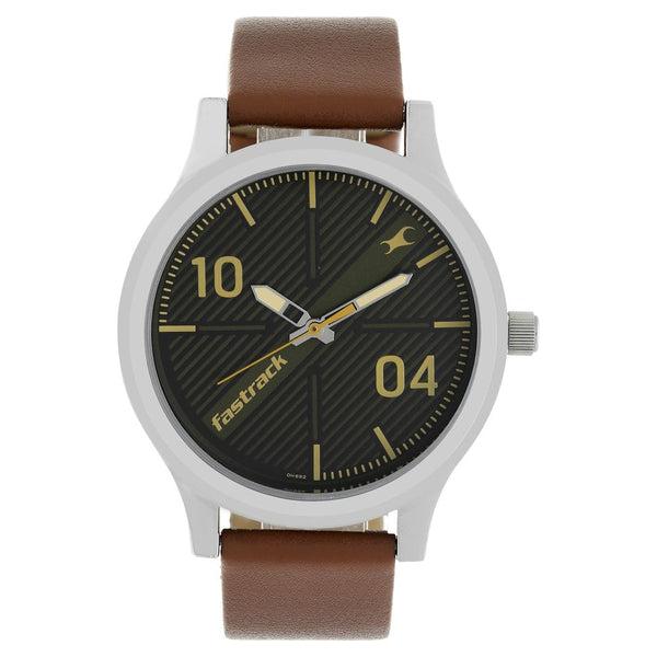 Fastrack Quartz Analog White Dial Leather Strap Watch for Guys