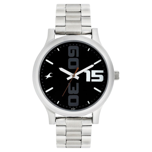 Fastrack Bold Quartz Analog Black Dial Stainless Steel Strap Watch for Guys