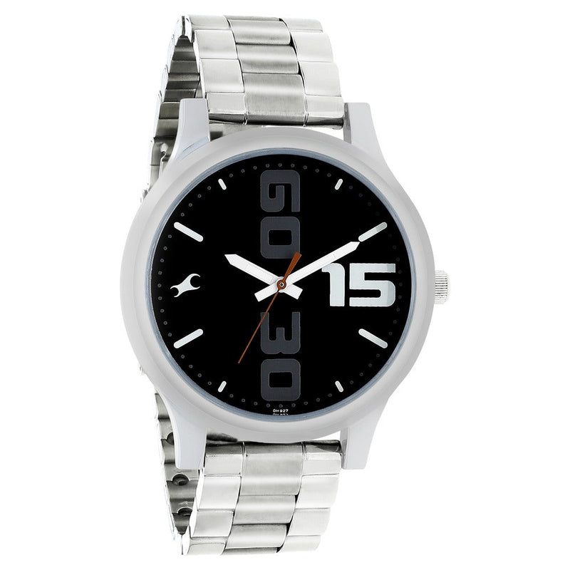 Fastrack Bold Quartz Analog Black Dial Stainless Steel Strap Watch for Guys