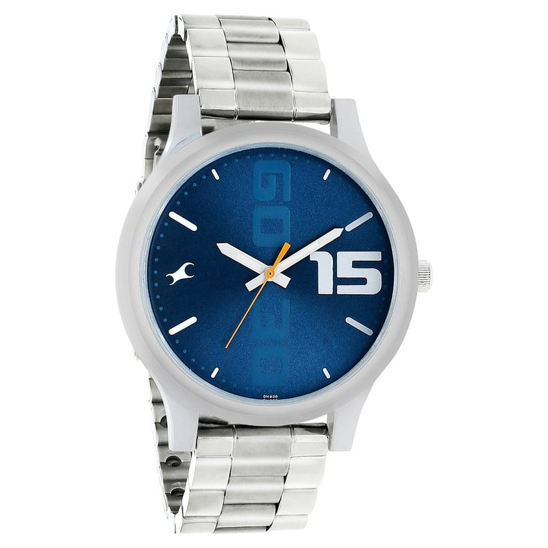 Fastrack Bold Quartz Analog Blue Dial Stainless Steel Strap Watch for Guys