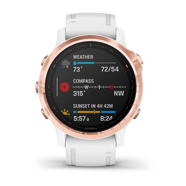 Garmin Fenix 6S Silicone White Strap Full Color Display Dial Watch - 010-02159-11