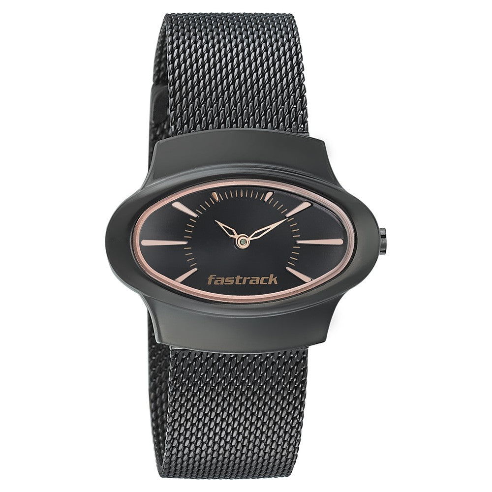 Fastrack Hitlist Quartz Analog Black Dial Stainless Steel Strap Watch