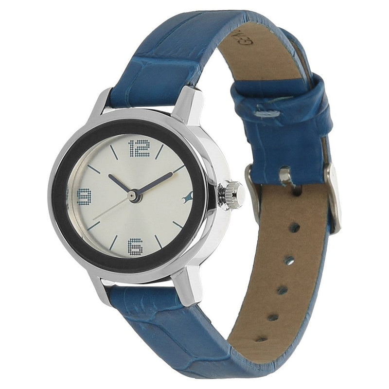 Fastrack Quartz Analog Silver Dial Leather Strap Watch for Girls