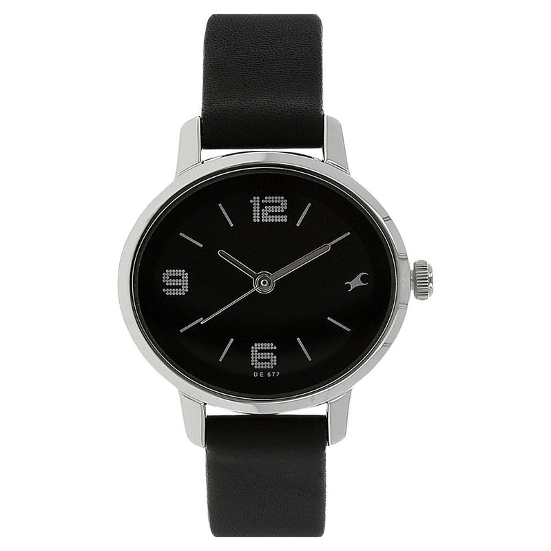 Fastrack Quartz Analog Black Dial Leather Strap Watch for Girls