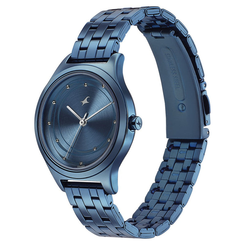 Fastrack Style Up Blue Dial Stainless Steel Strap Watch for Girls