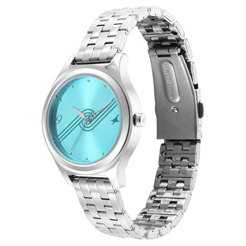 Fastrack Stunners Blue Dial Metal Strap Watch for Girls