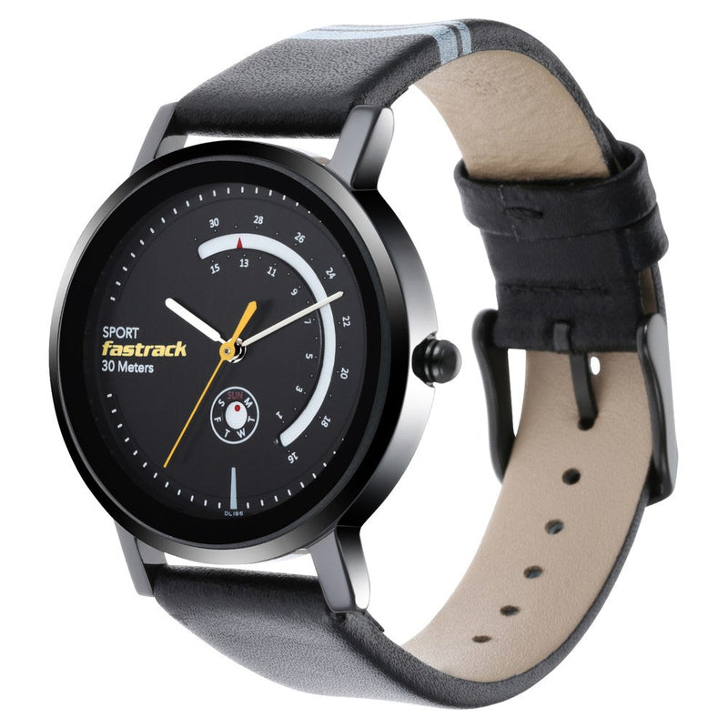 Fastrack Wear Your Look Quartz Analog with Day and Date Black Dial Leather Strap Watch for Girls