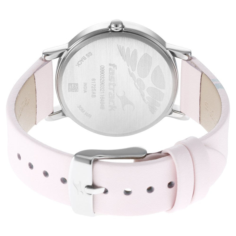 Fastrack Wear Your Look Quartz Analog with Day and Date Pink Dial Leather Strap Watch for Girls