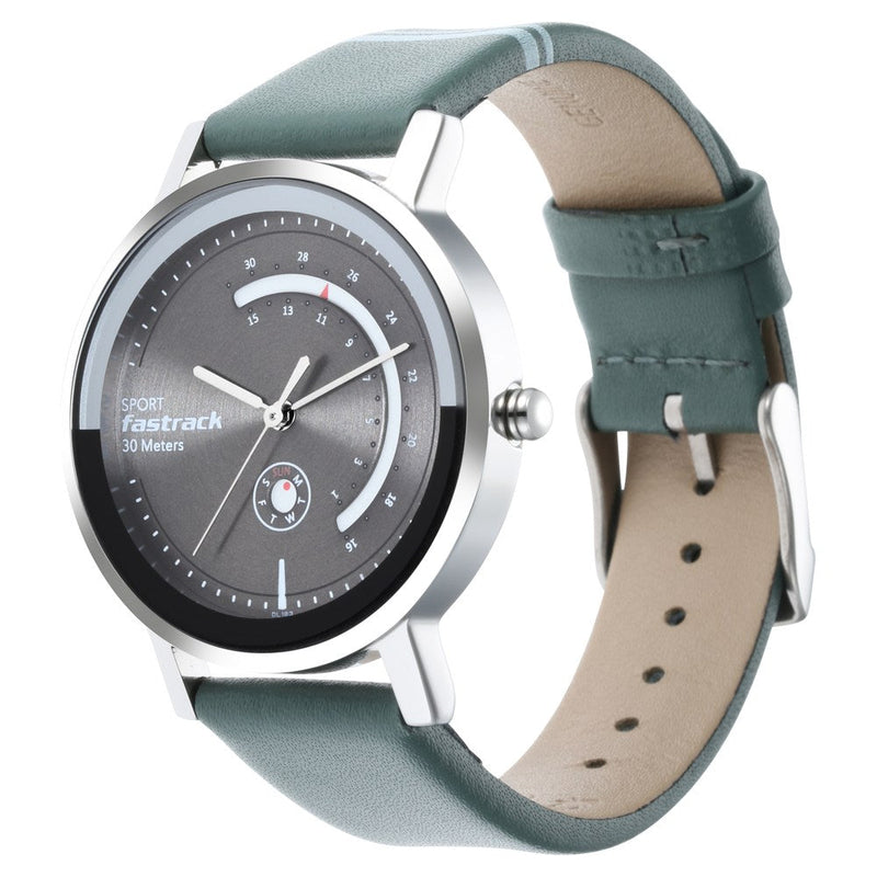 Fastrack Wear Your Look Quartz Analog with Day and Date Grey Dial Leather Strap Watch for Girls