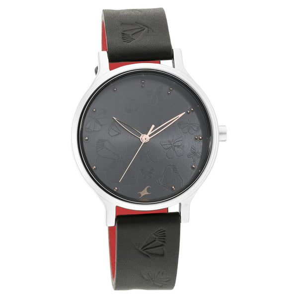 Fastrack I Love Me Quartz Analog Black Dial Leather Strap Watch for Girls