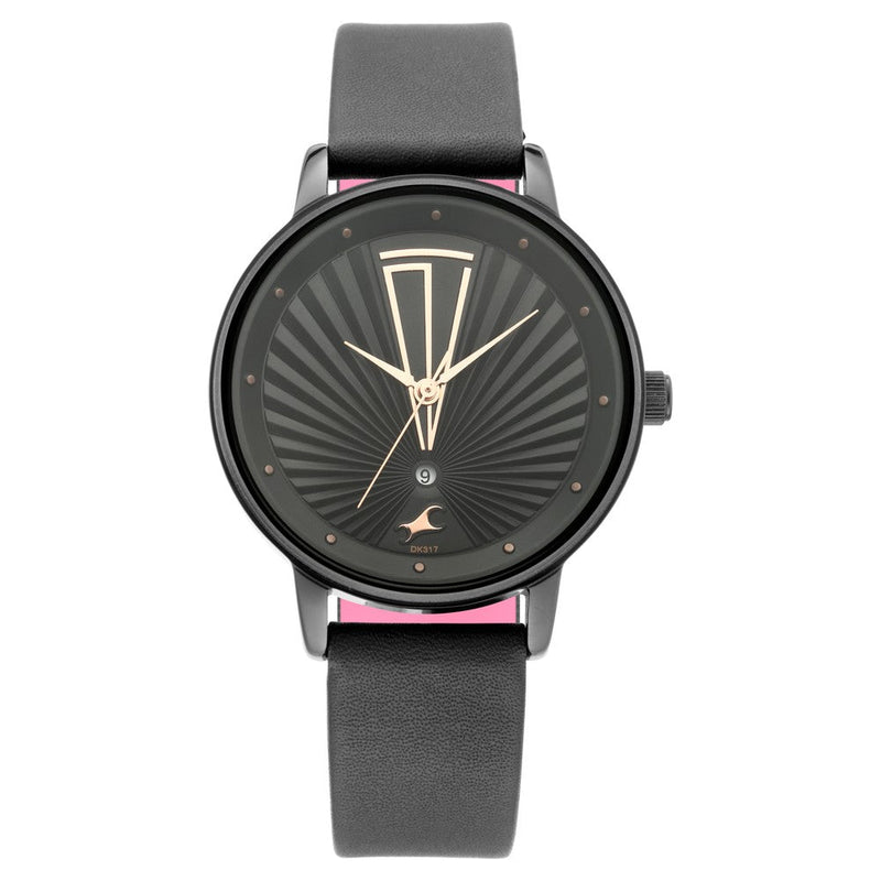 Fastrack Fastrack Ruffles Quartz Analog with Date Black Dial Leather Strap Watch for Girls