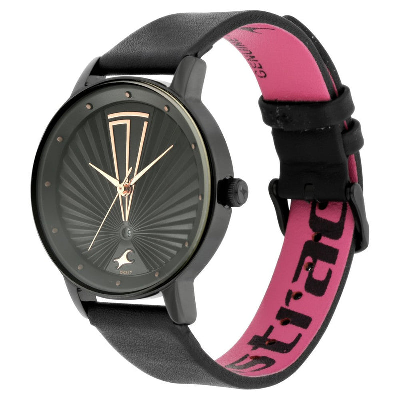 Fastrack Fastrack Ruffles Quartz Analog with Date Black Dial Leather Strap Watch for Girls