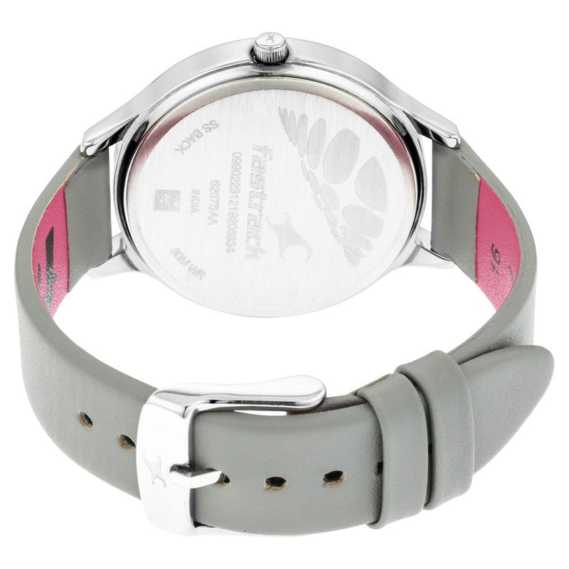 Fastrack Fastrack Ruffles Quartz Analog with Day and Date Grey Dial Leather Strap Watch for Girls