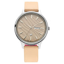 Fastrack Fastrack Ruffles Quartz Analog with Day and Date Beige Dial Leather Strap Watch for Girls