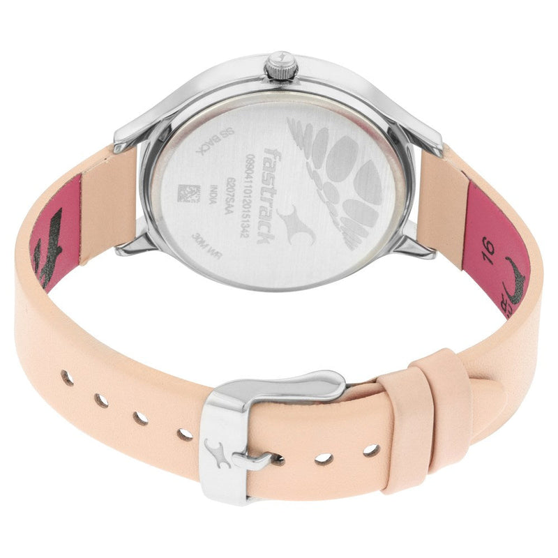 Fastrack Fastrack Ruffles Quartz Analog with Day and Date Beige Dial Leather Strap Watch for Girls