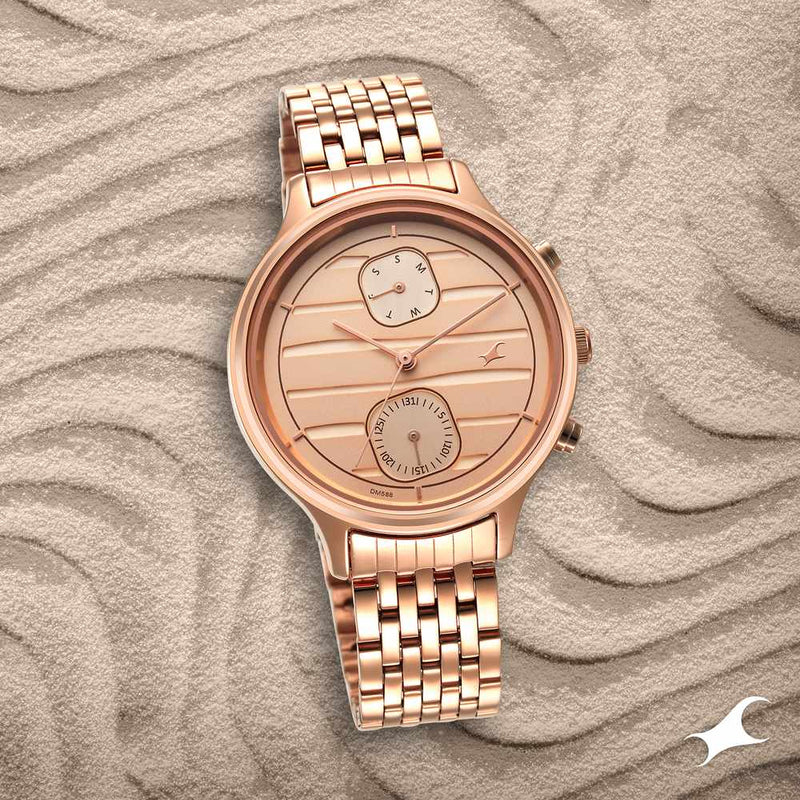 Style Up Rose Gold Dial Stainless Steel Strap Watch for Girls