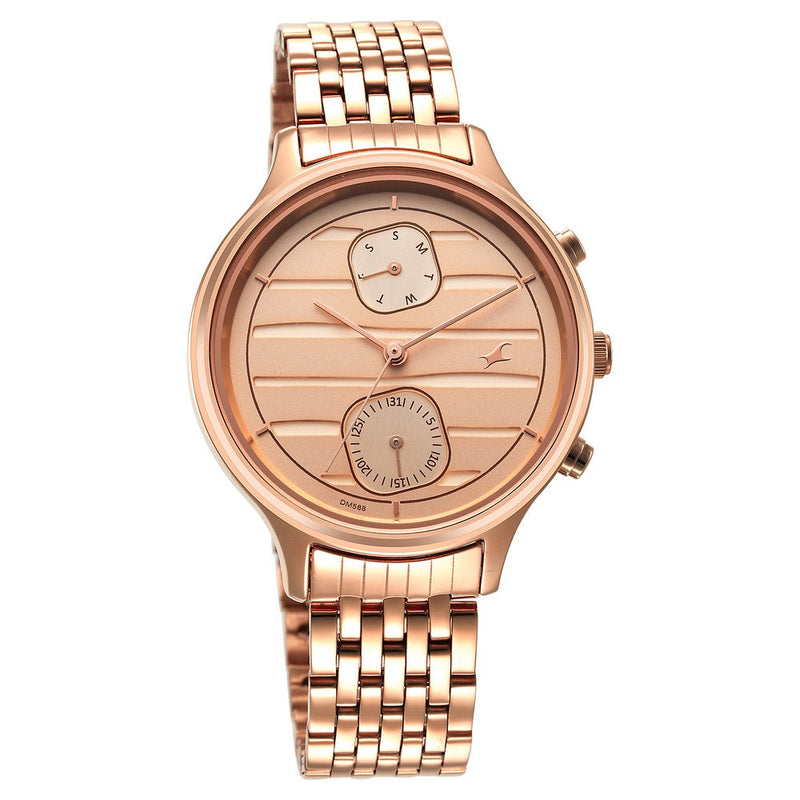 Style Up Rose Gold Dial Stainless Steel Strap Watch for Girls