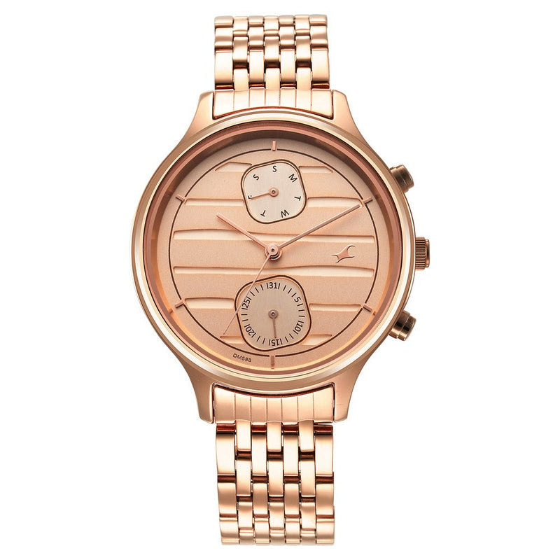 Style Up Rose Gold Dial Stainless Steel Strap Watch for Girls