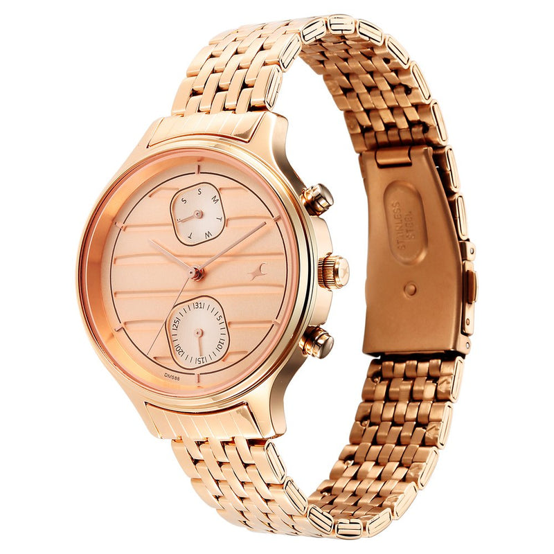 Style Up Rose Gold Dial Stainless Steel Strap Watch for Girls