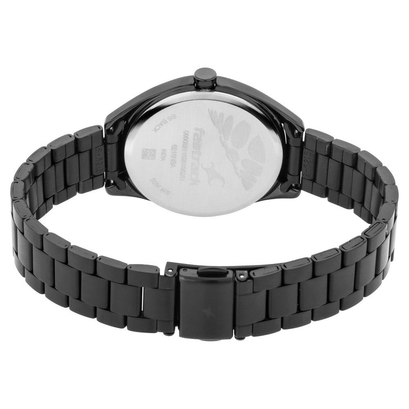 Fastrack Quartz Analog Black Dial Stainless Steel Strap Watch for Girls