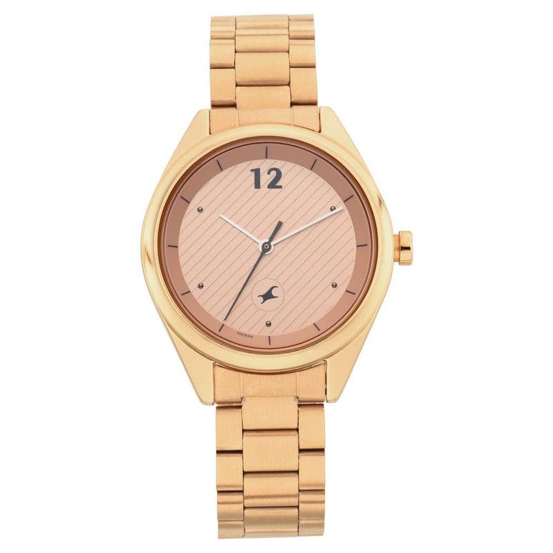 Fastrack Quartz Analog Rose Gold Dial Stainless Steel Strap Watch for Girls