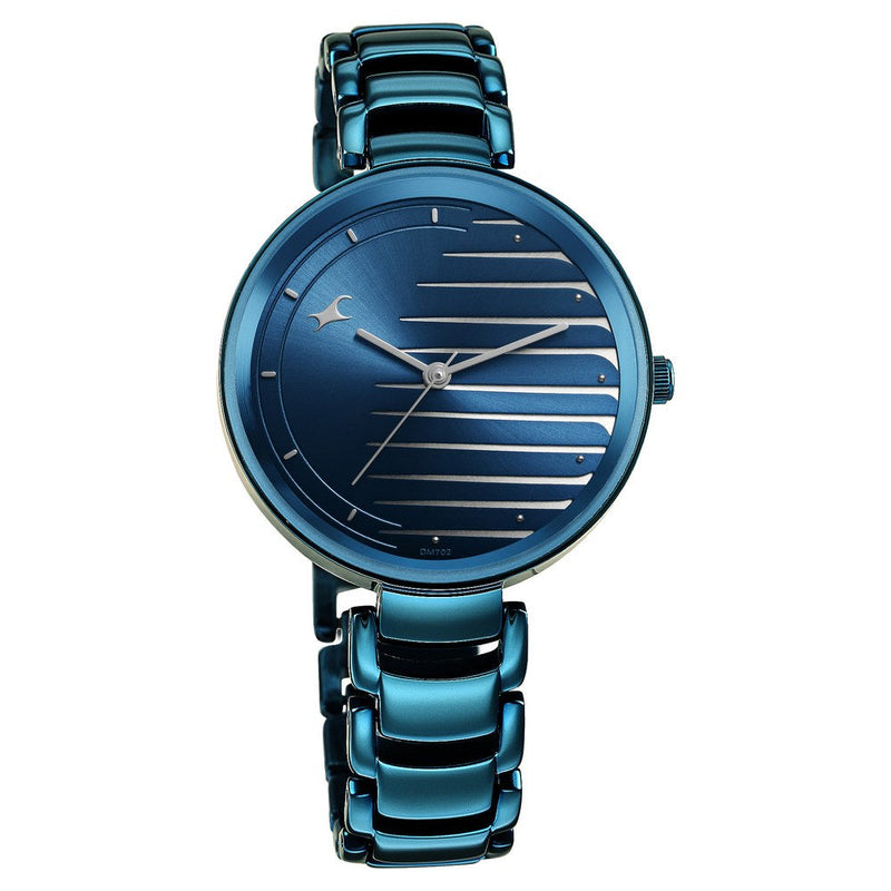 Fastrack Style Up Quartz Analog Blue Dial Metal Strap Watch for Girls