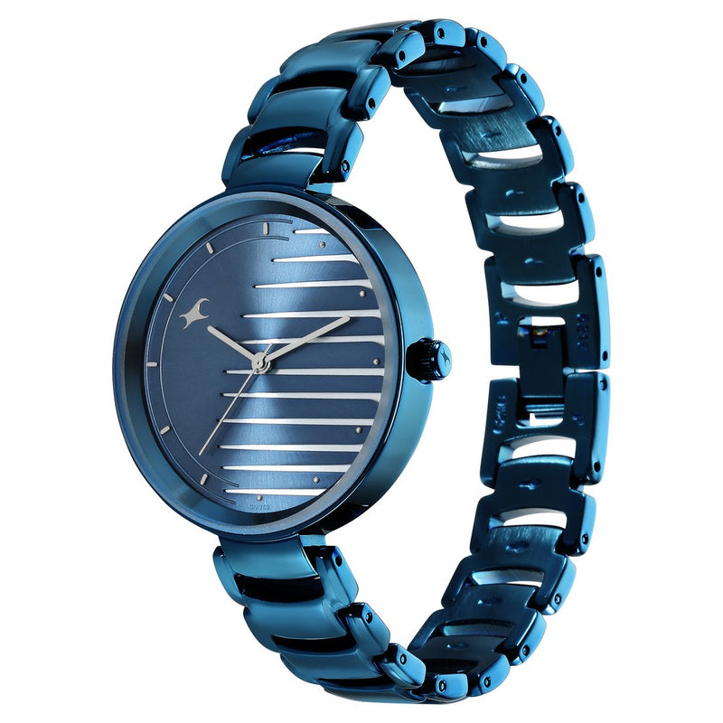 Fastrack Style Up Quartz Analog Blue Dial Metal Strap Watch for Girls