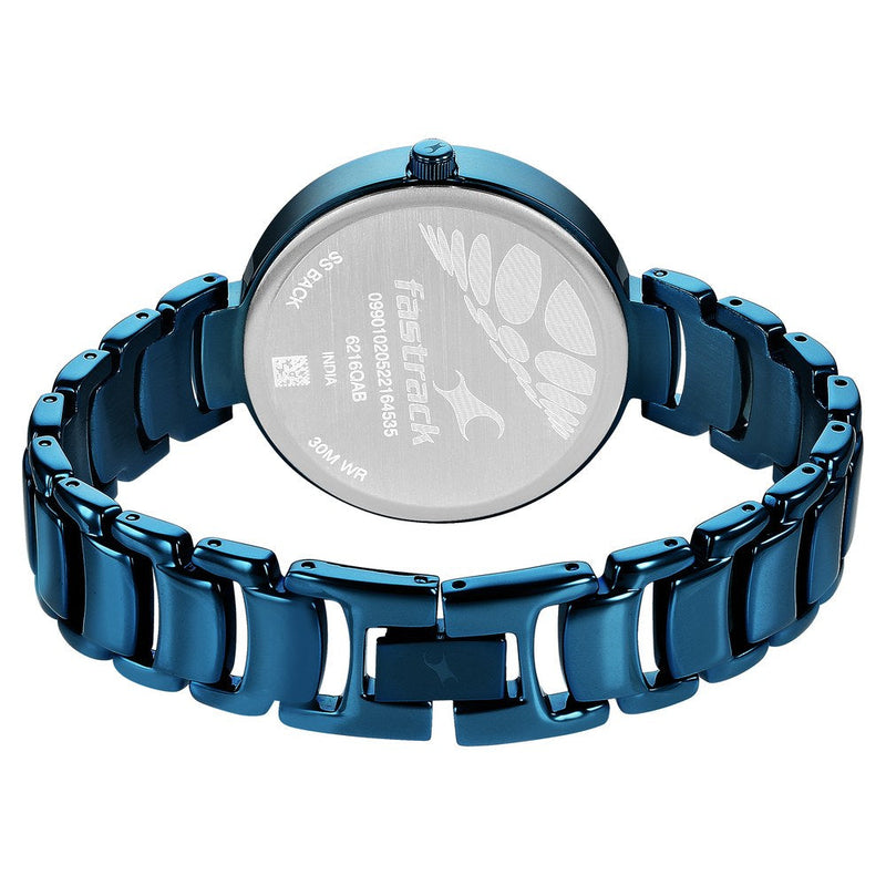 Fastrack Style Up Quartz Analog Blue Dial Metal Strap Watch for Girls