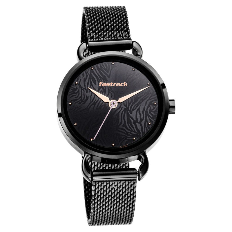 Fastrack Fastrack Animal Print Quartz Analog Black Dial Stainless Steel Strap Watch for Girls