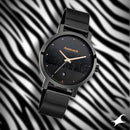 Fastrack Fastrack Animal Print Quartz Analog with Date Black Dial Stainless Steel Strap Watch for Girls