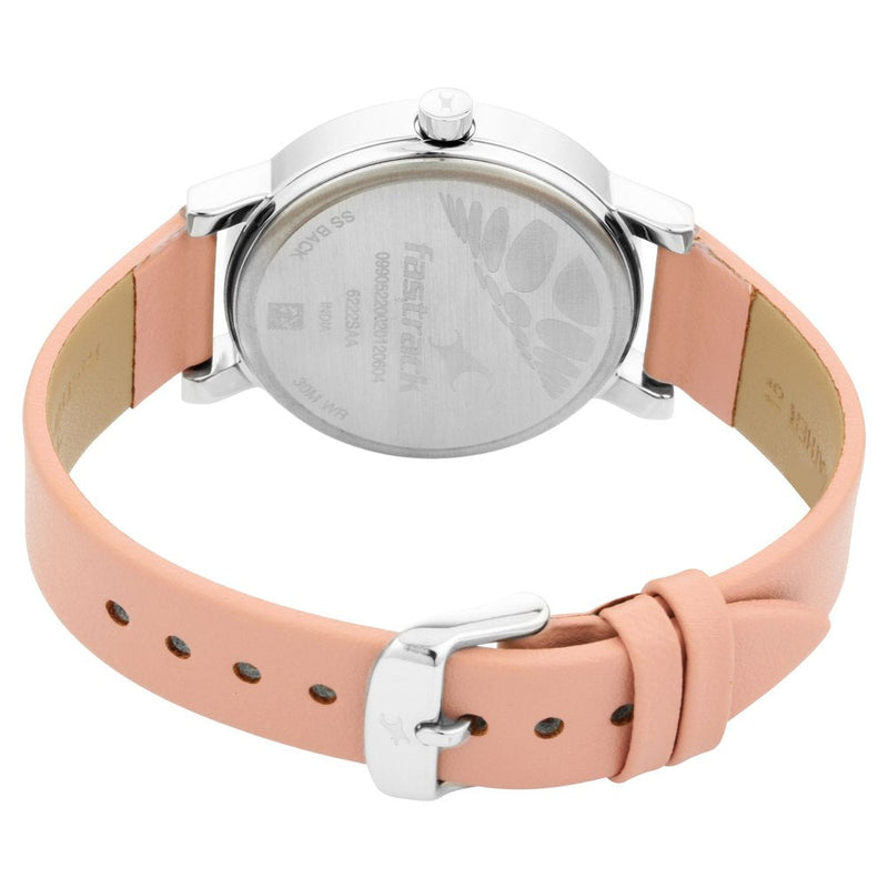 Fastrack Fastrack Animal Print Quartz Analog with Date Rose Gold Dial Leather Strap Watch for Girls