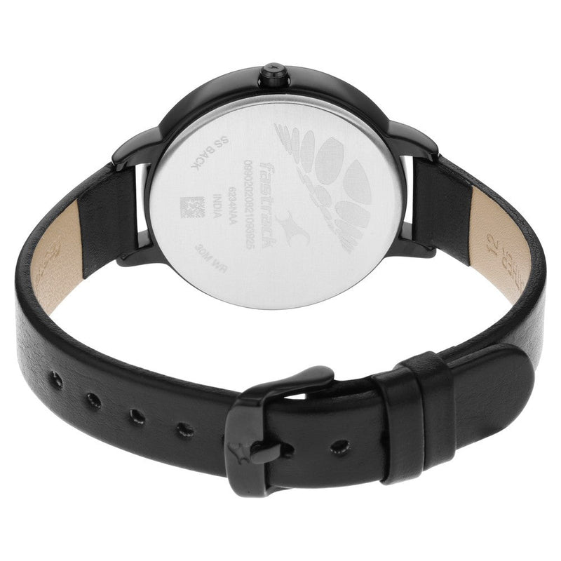 Fastrack Glitch Quartz Analog Black Dial Leather Strap Watch for Girls