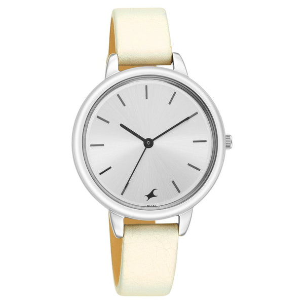 Fastrack Glitch Quartz Analog Silver Dial Leather Strap Watch for Girls