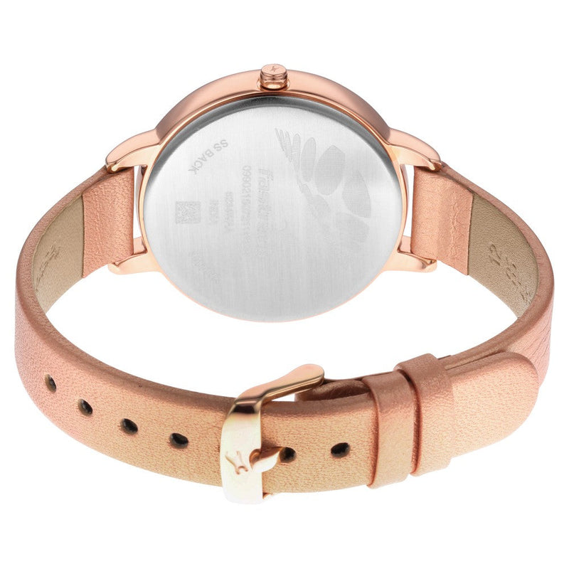 Fastrack Glitch Quartz Analog Rose Gold Dial Leather Strap Watch for Girls