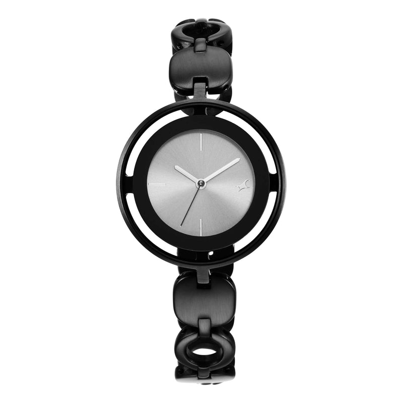 Fastrack Glitch Quartz Analog Grey Dial Metal Strap Watch for Girls