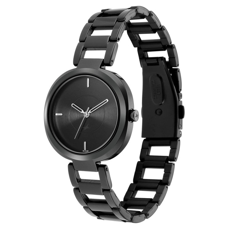 Fastrack Stunners Quartz Analog Black Dial Metal Strap Watch for Girls