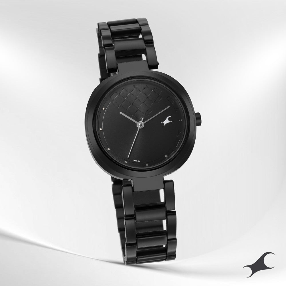 Fastrack Stunners Quartz Analog Black Dial Stainless Steel Strap Watch