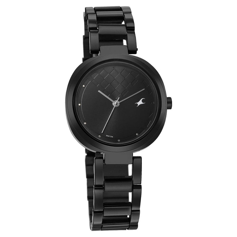 Fastrack Stunners Quartz Analog Black Dial Stainless Steel Strap Watch for Girls