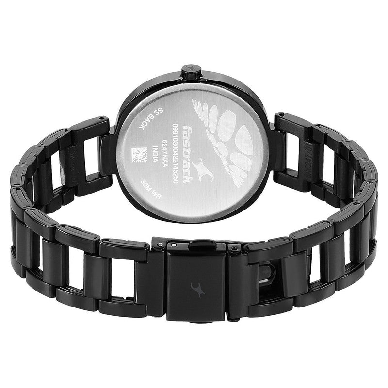 Fastrack Stunners Quartz Analog Black Dial Stainless Steel Strap Watch for Girls