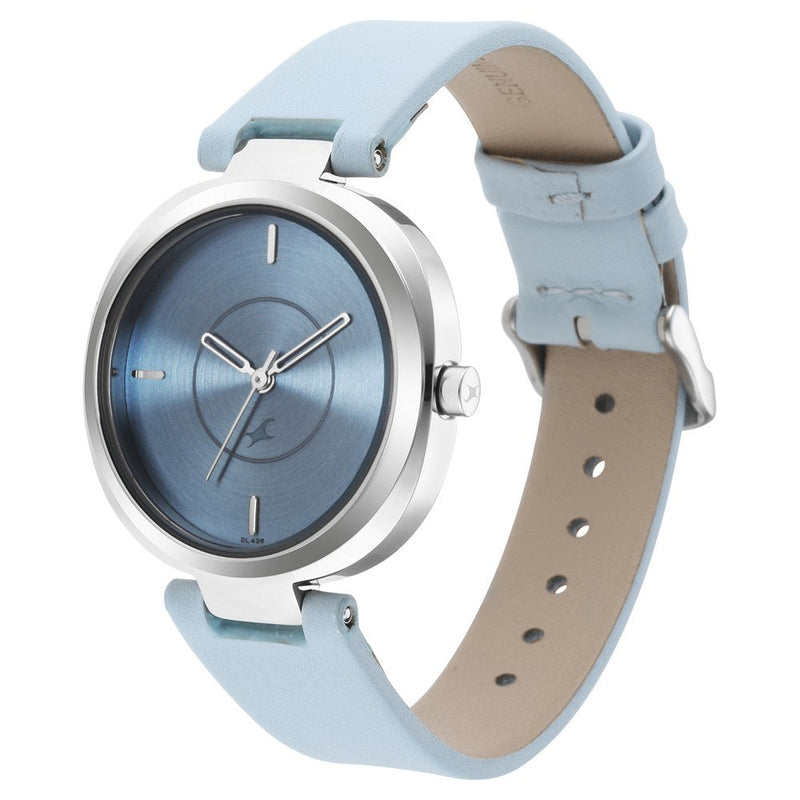 Fastrack Stunners Quartz Analog Blue Dial Leather Strap Watch for Girls