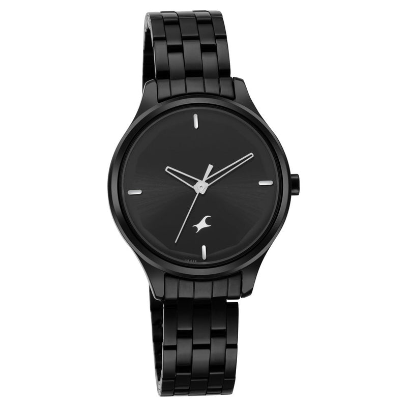 Fastrack Stunners Quartz Analog Black Dial Metal Strap Watch for Girls