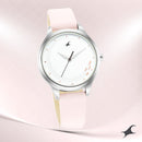Fastrack Stunners Quartz Analog White Dial Leather Strap Watch for Girls