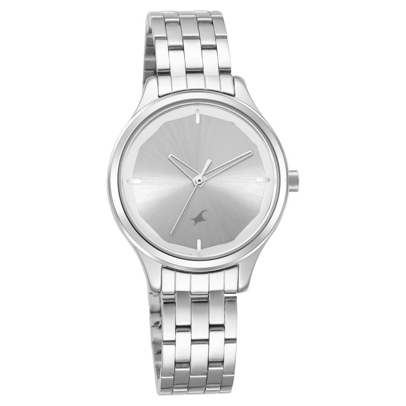 Fastrack Stunners Quartz Analog Silver Dial Metal Strap Watch for Girls