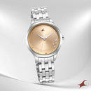Fastrack Stunners Quartz Analog Rose Gold Dial Stainless Steel Strap Watch for Girls